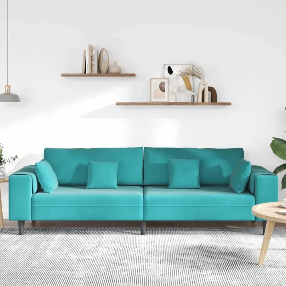 vidaXL Sofá 250 x 77 x 76 cm Terciopelo Tuquesa Clearance