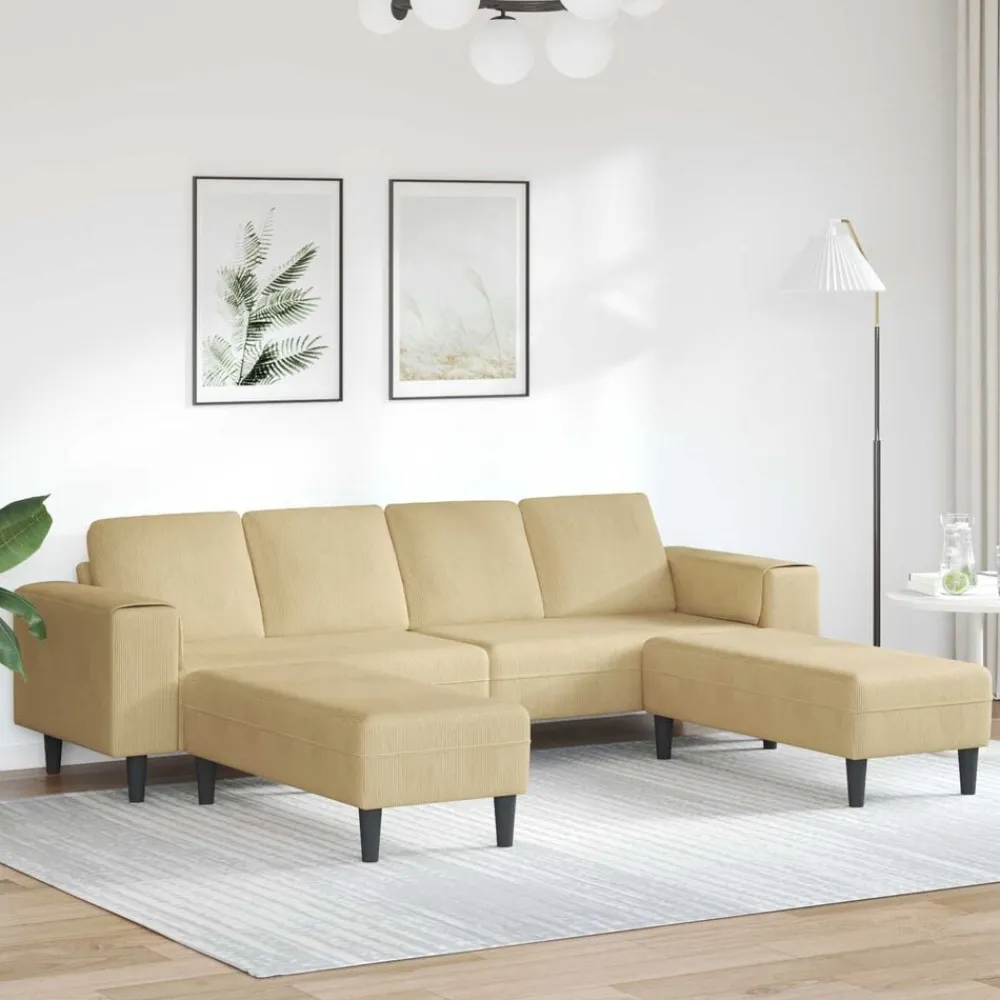 vidaXL Sofá Verde grisáceo 250 x 188 x 76 cm Tela de Pana Verde grisáceo New