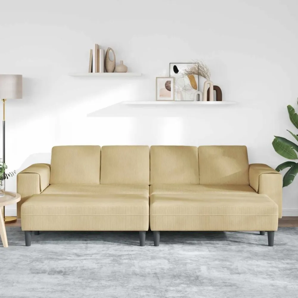 vidaXL Sofá Verde grisáceo 250 x 188 x 76 cm Tela de Pana Verde grisáceo New