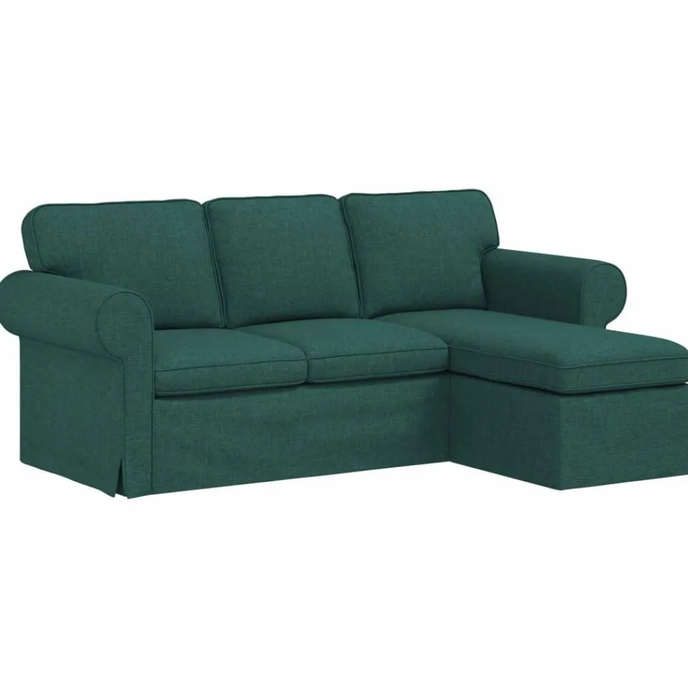 vidaXL Sofá 215 x 138 x 80 cm tela Verde oscuro