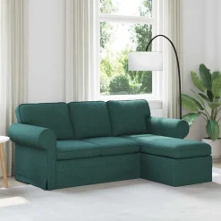 vidaXL Sofá 215 x 138 x 80 cm tela Verde oscuro