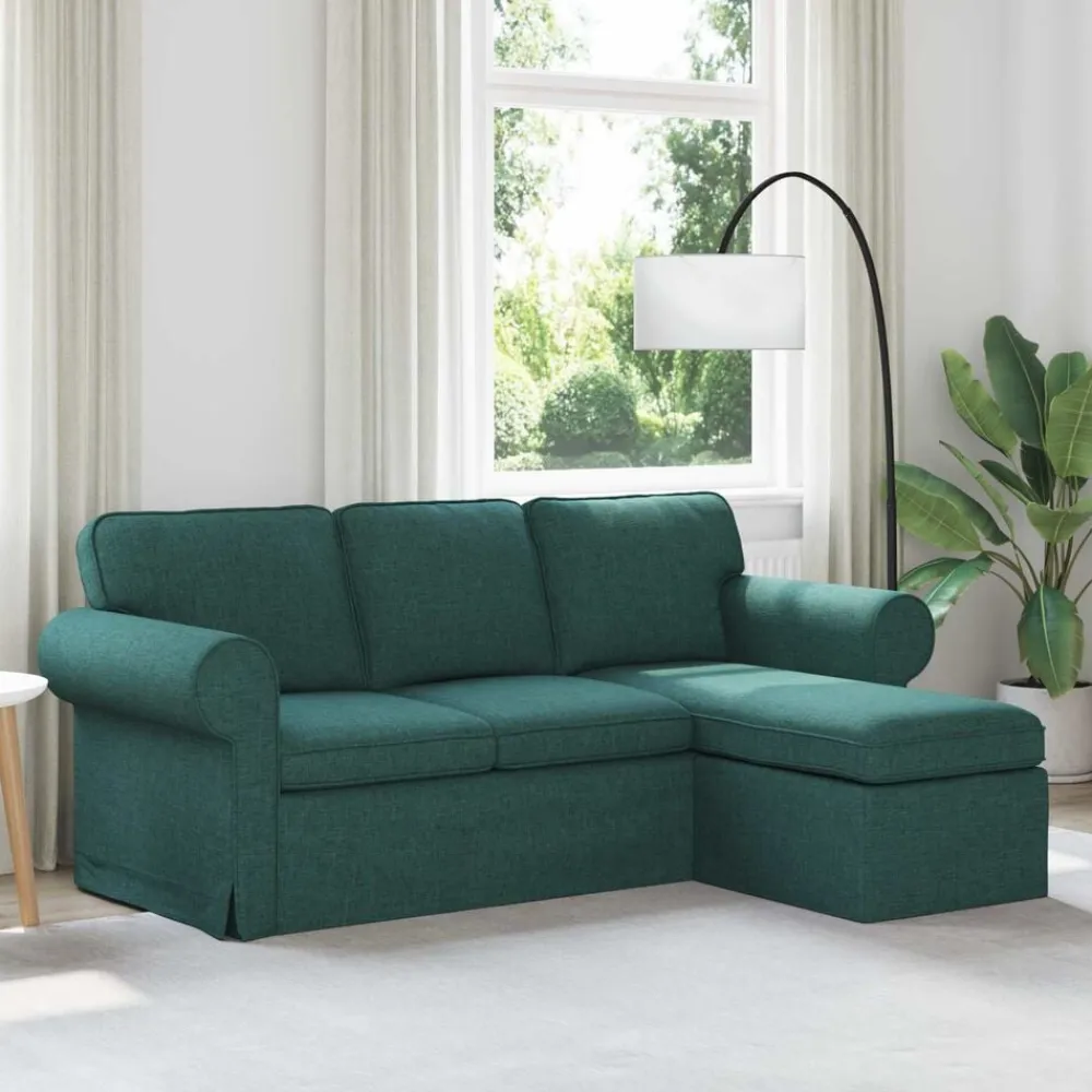 vidaXL Sofá 215 x 138 x 80 cm tela Verde oscuro