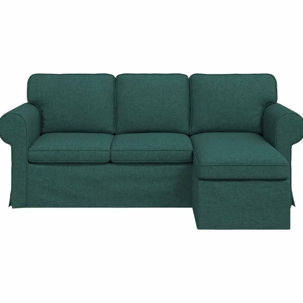 vidaXL Sofá 215 x 138 x 80 cm tela Verde oscuro