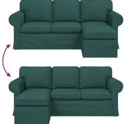 vidaXL Sofá 215 x 138 x 80 cm tela Verde oscuro