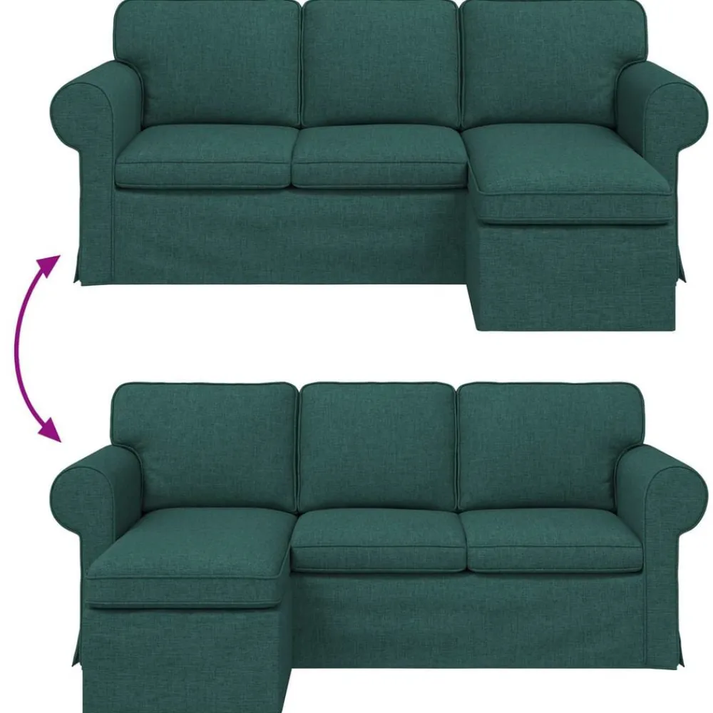 vidaXL Sofá 215 x 138 x 80 cm tela Verde oscuro