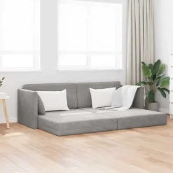 vidaXL Sofá-cama de piso 213 x 70 x 77 cm Terciopelo Gris claro Clearance