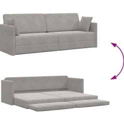 vidaXL Sofá-cama de piso 213 x 70 x 77 cm Terciopelo Gris claro Clearance