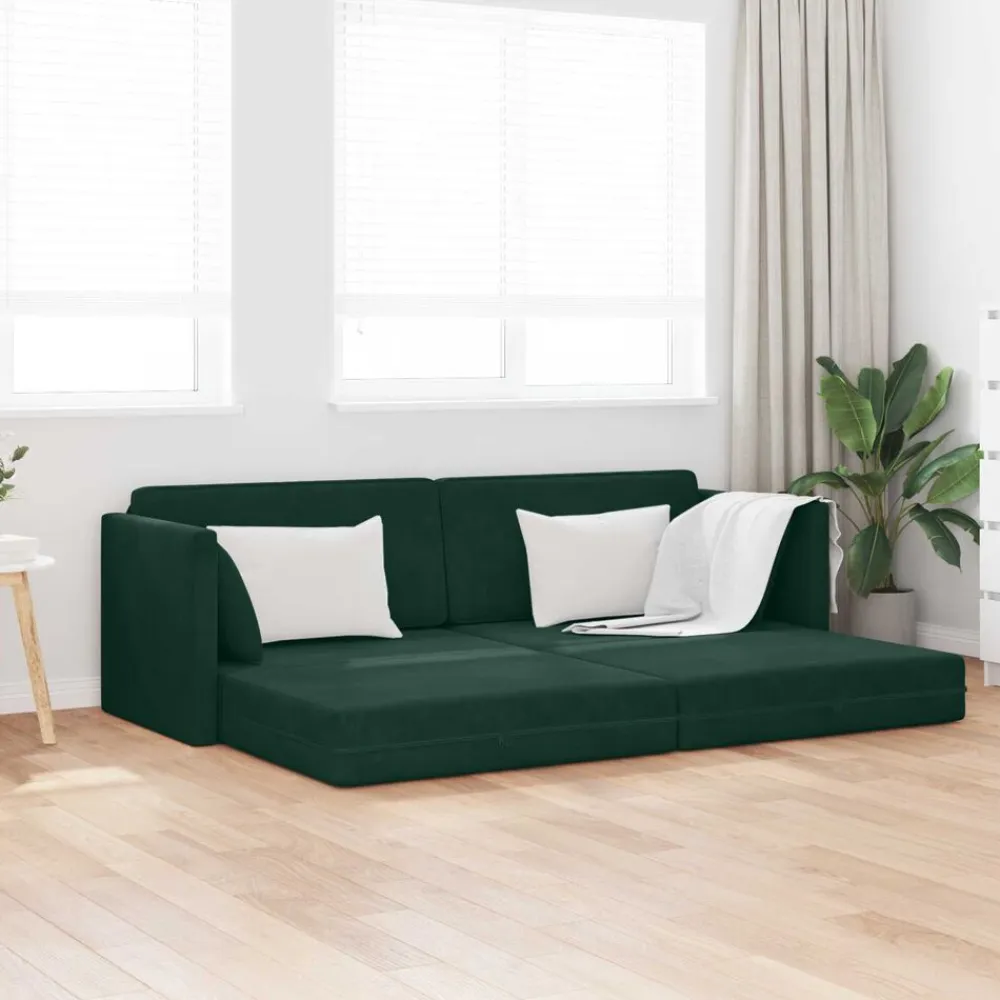 vidaXL Sofá-cama de piso 213 x 70 x 77 cm Terciopelo Verde oscuro Hot