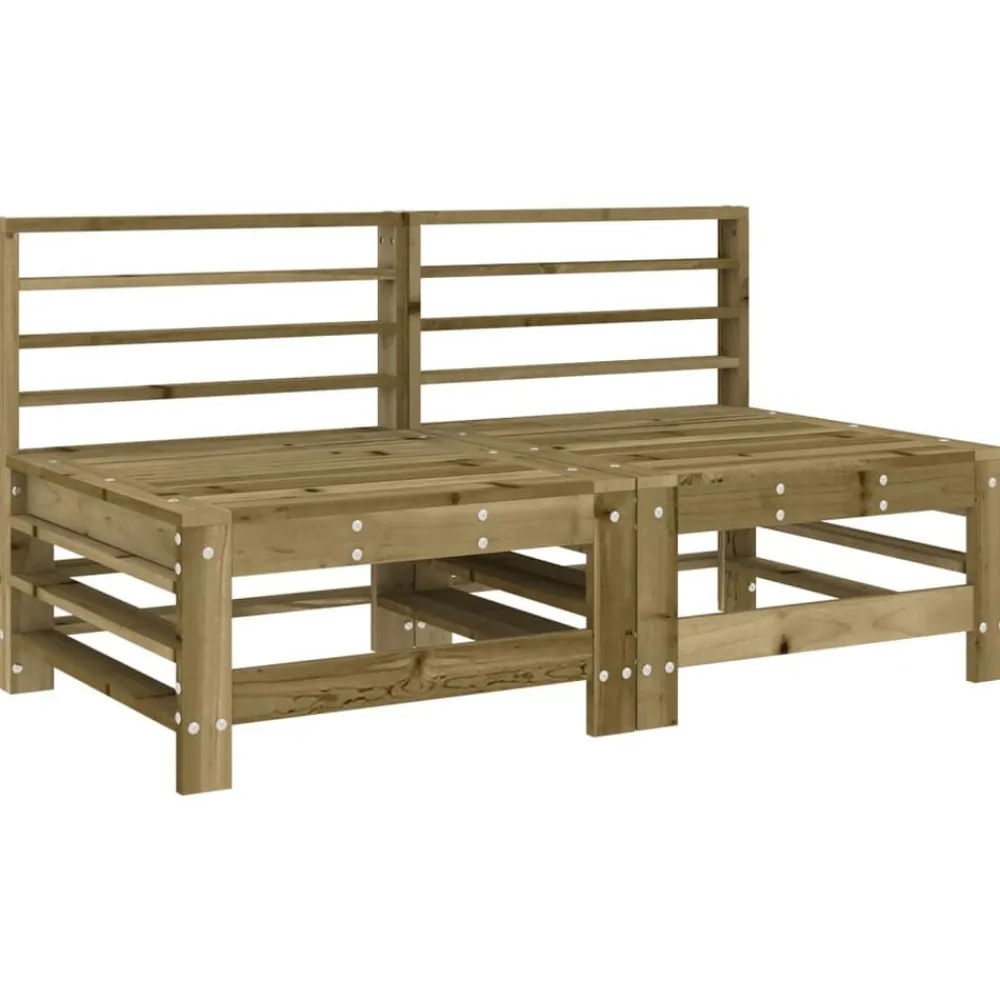 vidaXL Muebles De Jardín-Sofás centrales con cojines 2 uds madera de pino impregnada