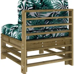 vidaXL Muebles De Jardín-Sofás centrales con cojines 2 uds madera de pino impregnada