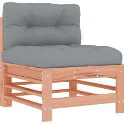 vidaXL Muebles De Jardín-Sofás centrales con cojines 2 uds madera maciza abeto Douglas