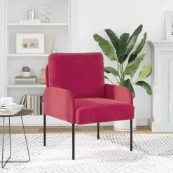 vidaXL Sofás con cojín 55cm Rojo vino Madera contrachapada Rojo vino tinto Clearance