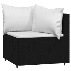 vidaXL Sofás de esquina jardín con cojines 2 uds ratán sintético negro Negro y blanco Hot