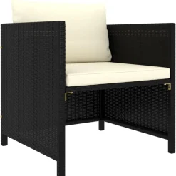 vidaXL Muebles De Jardín-Sofás de jardín 3 piezas y cojines ratán sintético