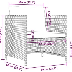 vidaXL Muebles De Jardín-Sofás de jardín 3 piezas y cojines ratán sintético