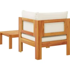 vidaXL Sofás de jardín 2 pzas con cojines madera maciza acacia Crema New