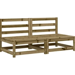 vidaXL Muebles De Jardín-Sofás de jardín sin reposabrazos 2 uds madera pino 70x70x67 cm