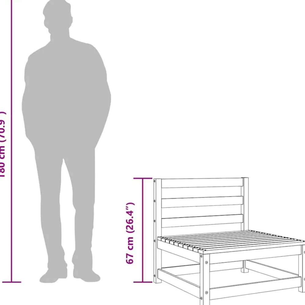 vidaXL Muebles De Jardín-Sofás de jardín sin reposabrazos 2 uds madera pino 70x70x67 cm