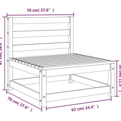 vidaXL Muebles De Jardín-Sofás de jardín sin reposabrazos 2 uds madera pino 70x70x67 cm