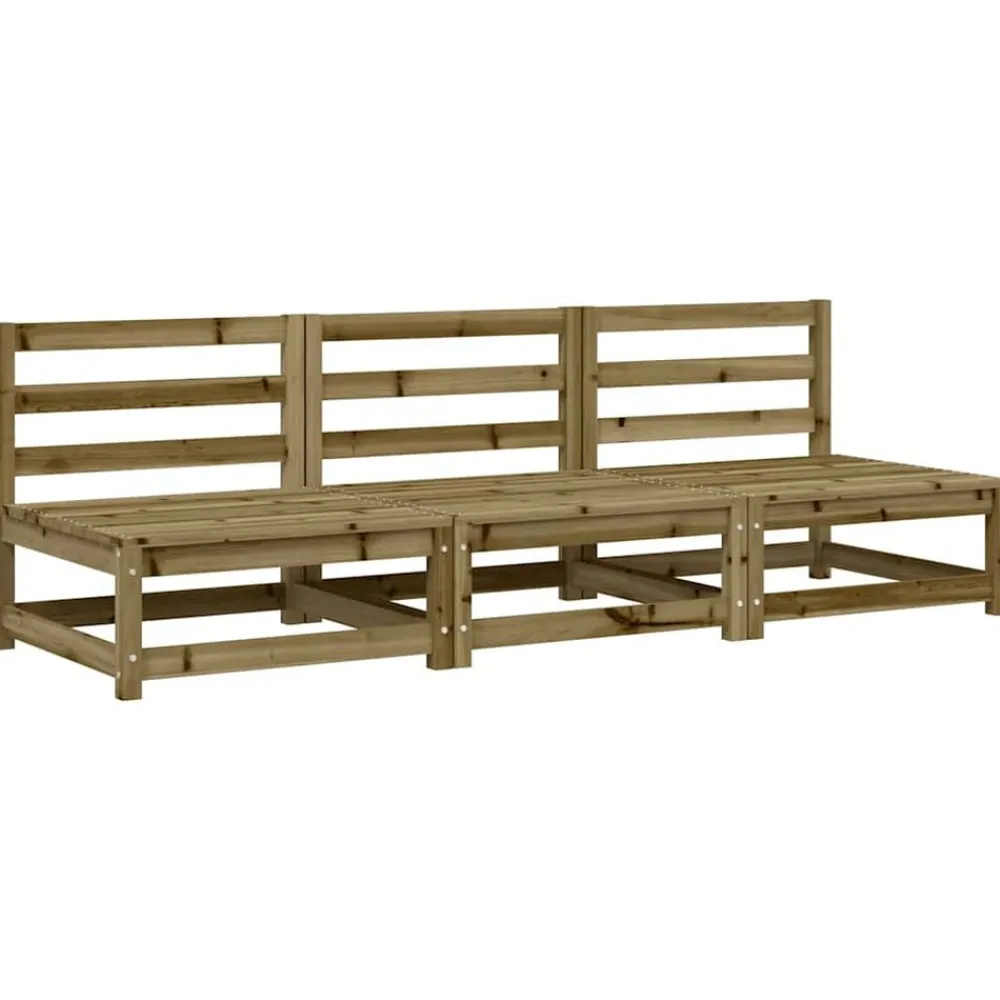 vidaXL Muebles De Jardín-Sofás de jardín sin reposabrazos 3 uds madera pino 70x70x67 cm