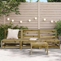 vidaXL Muebles De Jardín-Sofás de jardín sin reposabrazos 3 uds madera pino 70x70x67 cm