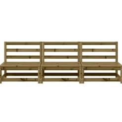 vidaXL Muebles De Jardín-Sofás de jardín sin reposabrazos 3 uds madera pino 70x70x67 cm