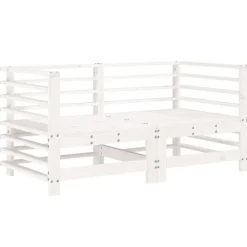 vidaXL Sofás esquineros con cojines 2 uds madera maciza de Pino blanco Outlet