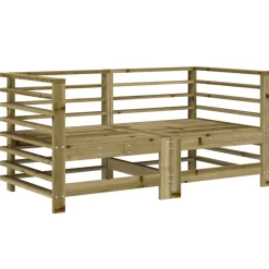 vidaXL Muebles De Jardín-Sofás esquineros con cojines 2 uds madera de pino impregnada