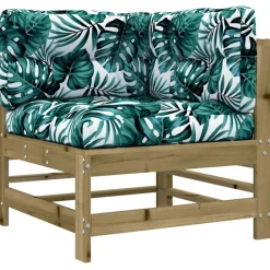 vidaXL Muebles De Jardín-Sofás esquineros con cojines 2 uds madera de pino impregnada