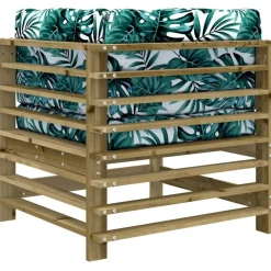 vidaXL Muebles De Jardín-Sofás esquineros con cojines 2 uds madera de pino impregnada