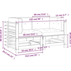 vidaXL Muebles De Jardín-Sofás esquineros con cojines 2 uds madera de pino impregnada