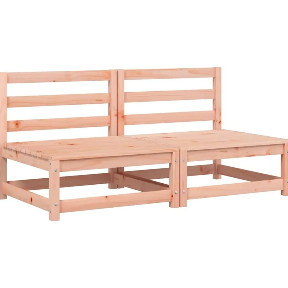 vidaXL Sofás jardín sin reposabrazos con cojines 2 uds madera Douglas Douglas natural Sale