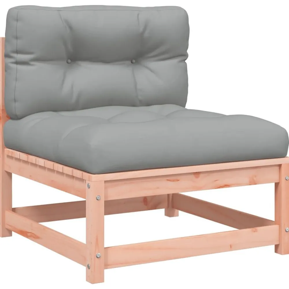 vidaXL Sofás jardín sin reposabrazos con cojines 2 uds madera Douglas Douglas natural Sale