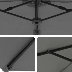 vidaXL Sombrilla 372 x 198 x 243 cm Poliéster y Aluminio Antracita Clearance