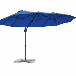 vidaXL Jardín-Sombrilla Azul azur 372 x 198 x 243 cm Poliéster y Aluminio