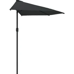 vidaXL Jardín-Sombrilla balcón semicircular palo aluminio negro 300x155x223cm