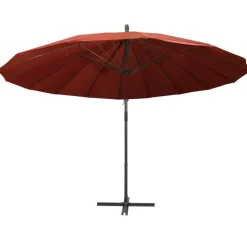 vidaXL Sombrilla colgante con palo de aluminio color 3 m Terracota New