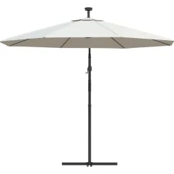 vidaXL Sombrilla colgante con luces LED y palo de metal 300 cm Arena Hot