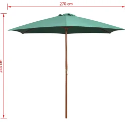 vidaXL Jardín-Sombrilla con palo de madera 270x270 cm