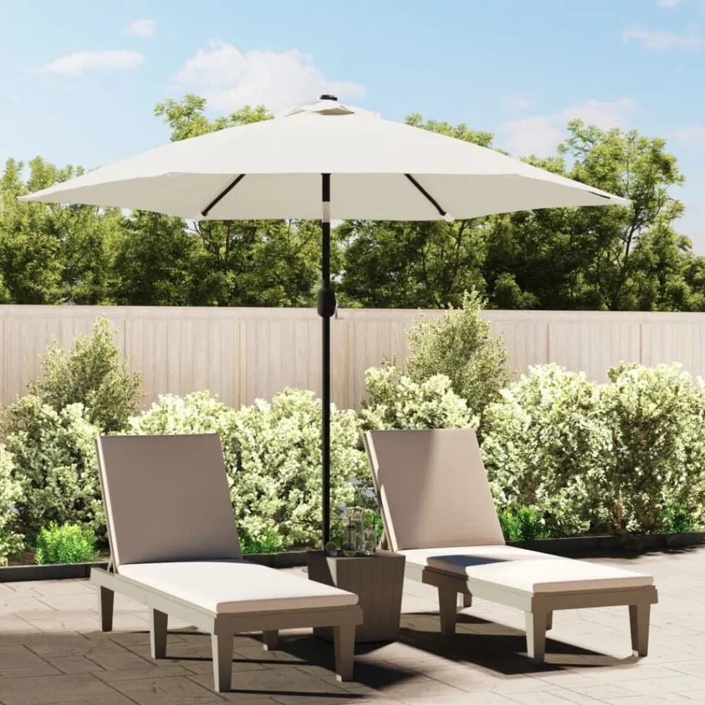 vidaXL Sombrilla con palo de acero blanca arena 3 m Blanco Outlet