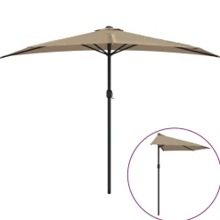 vidaXL Jardín-Sombrilla de balcón semicircular palo aluminio taupe 300x155cm