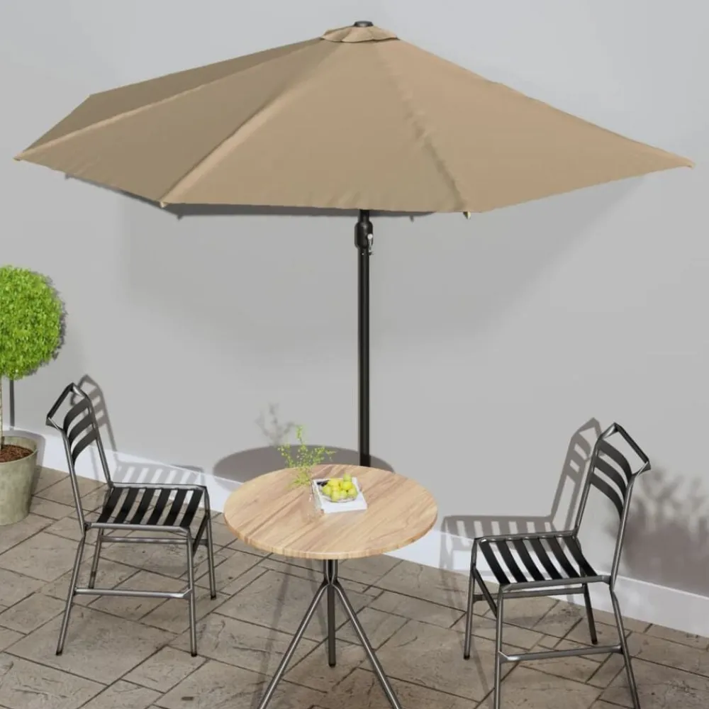 vidaXL Jardín-Sombrilla de balcón semicircular palo aluminio taupe 300x155cm