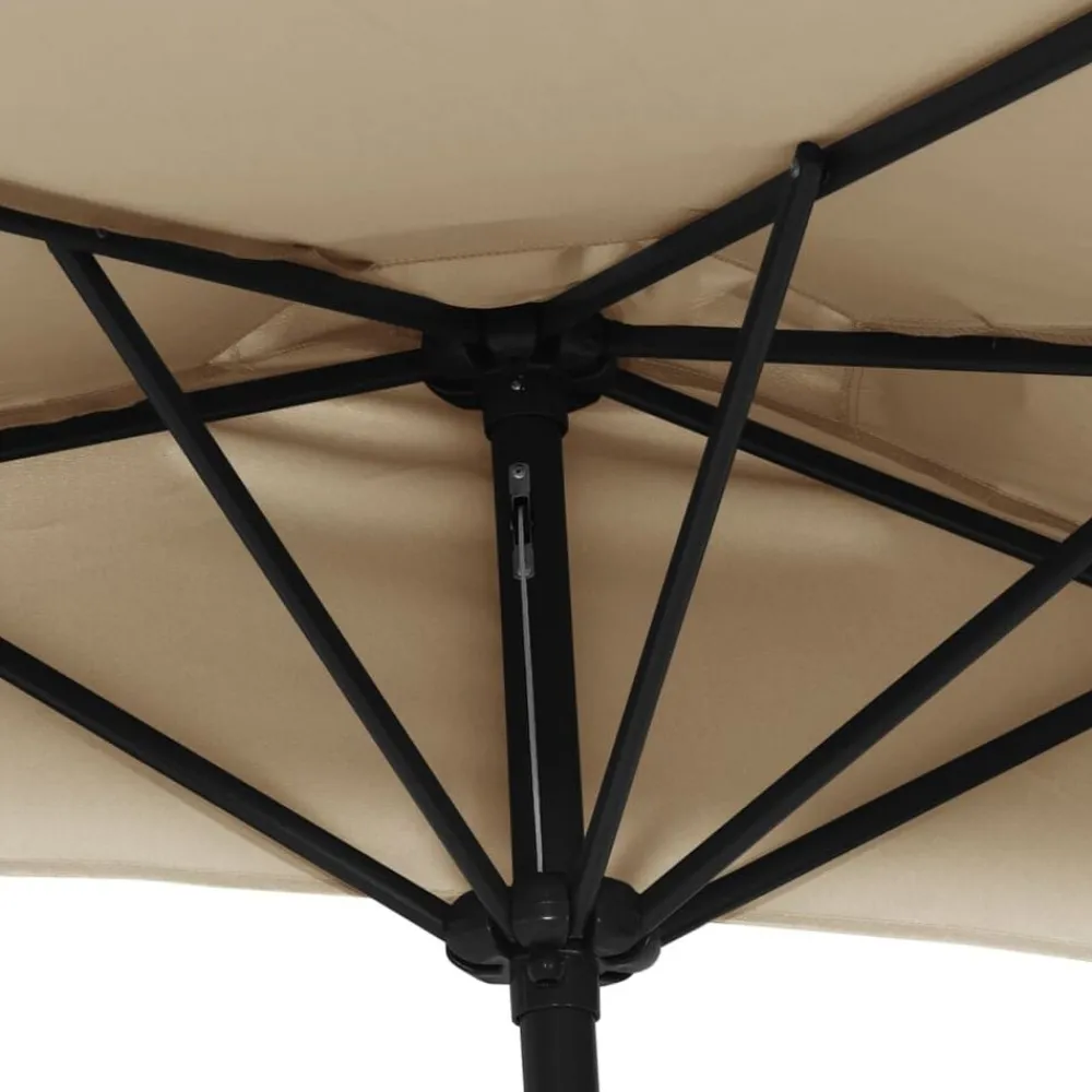 vidaXL Jardín-Sombrilla de balcón semicircular palo aluminio taupe 300x155cm