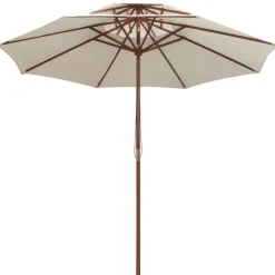 vidaXL Jardín-Sombrilla de dos niveles palo de madera blanco 270x270 cm