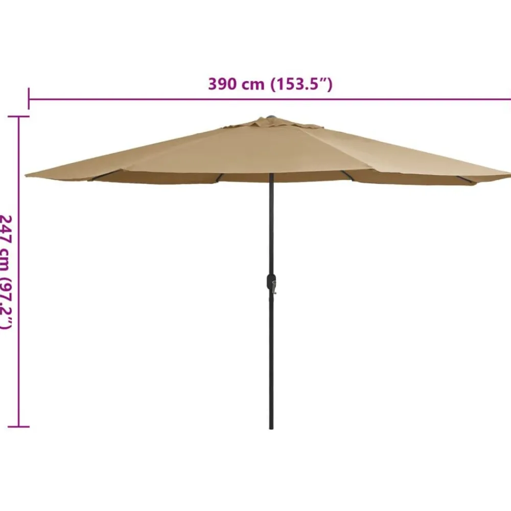 vidaXL Jardín-Sombrilla de jardín con palo de metal taupe 390 cm