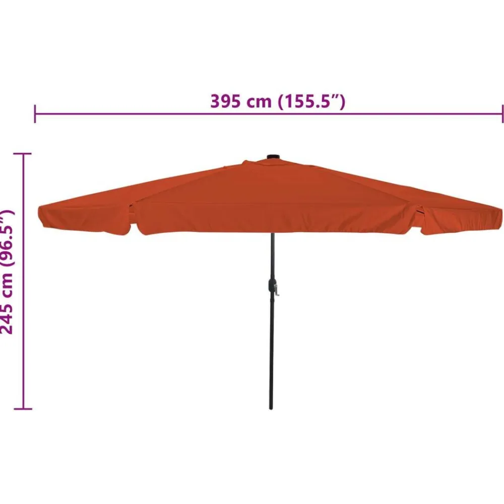 vidaXL Sombrilla de jardín 395 x 395 x 245 cm Poliéster Terracota Hot