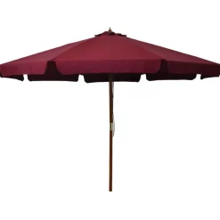 vidaXL Sombrilla de jardín con palo de madera color 330 cm Burdeos New