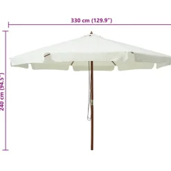 vidaXL Jardín-Sombrilla de jardín con palo de madera 330 cm