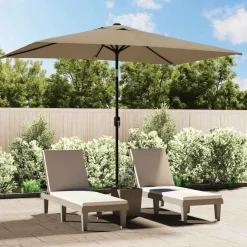 vidaXL Jardín-Sombrilla de jardín con palo de metal taupe 300x200 cm
