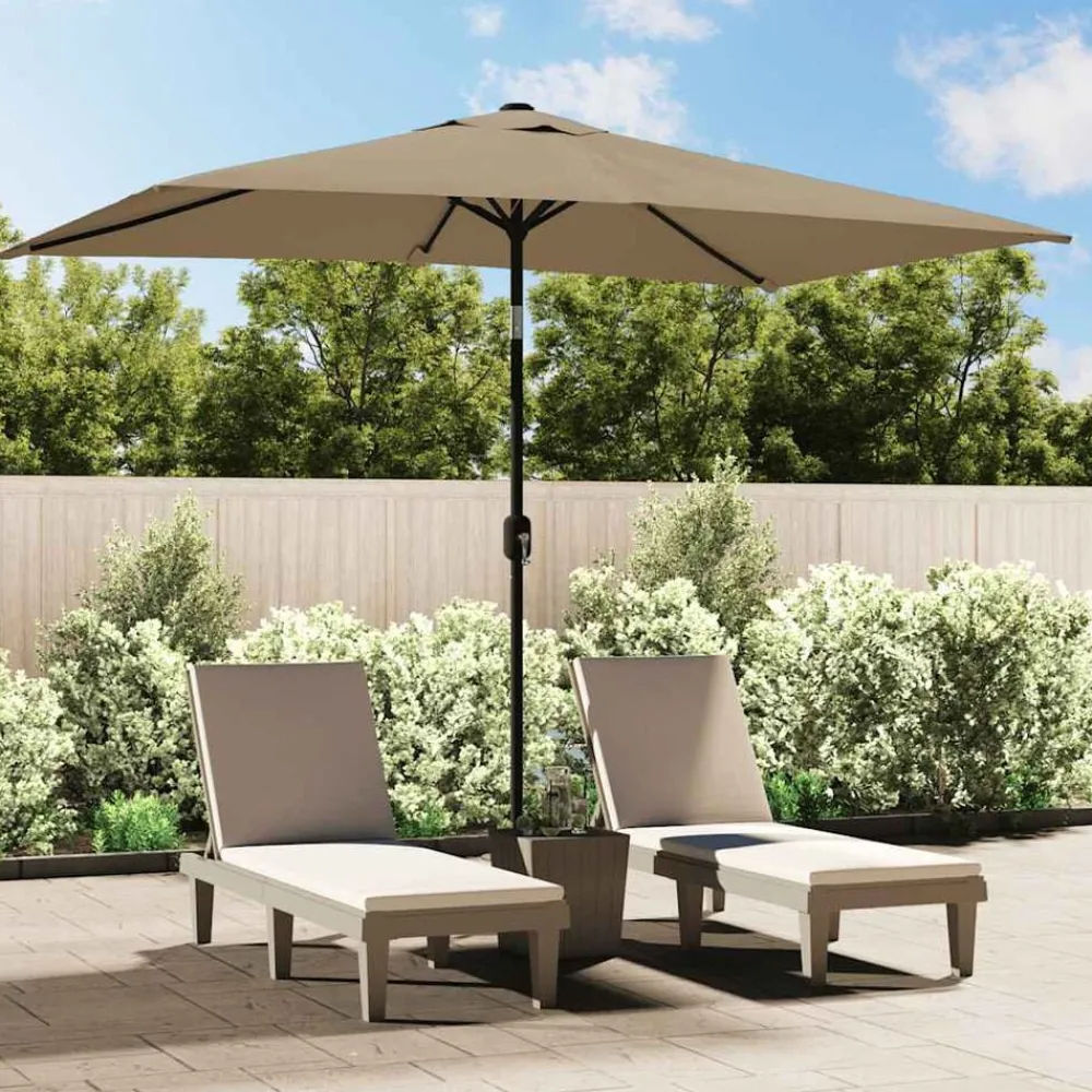 vidaXL Jardín-Sombrilla de jardín con palo de metal taupe 300x200 cm